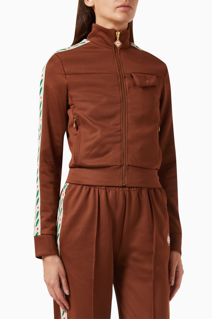 

Laurel Track Top in Cotton-knit, Brown