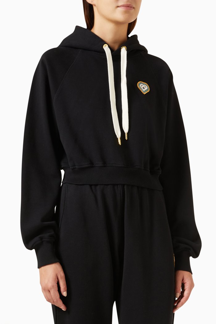 

Rainbow Heart Logo Hoodie in Organic-cotton, Black
