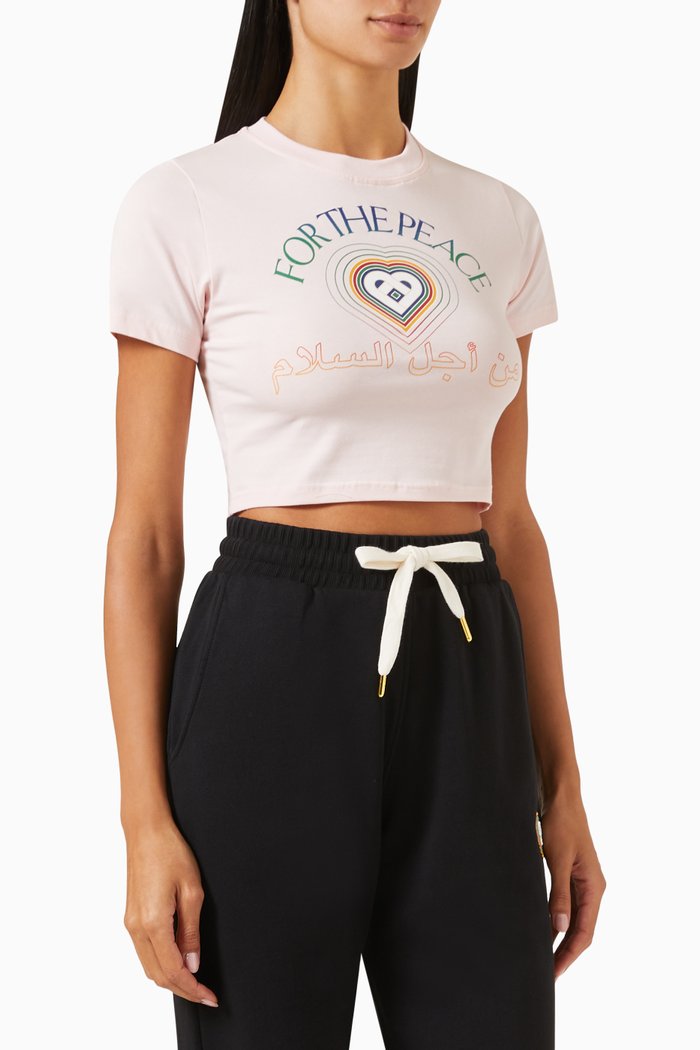 

For The Peace Cropped T-shirt in Cotton-jersey, Pink