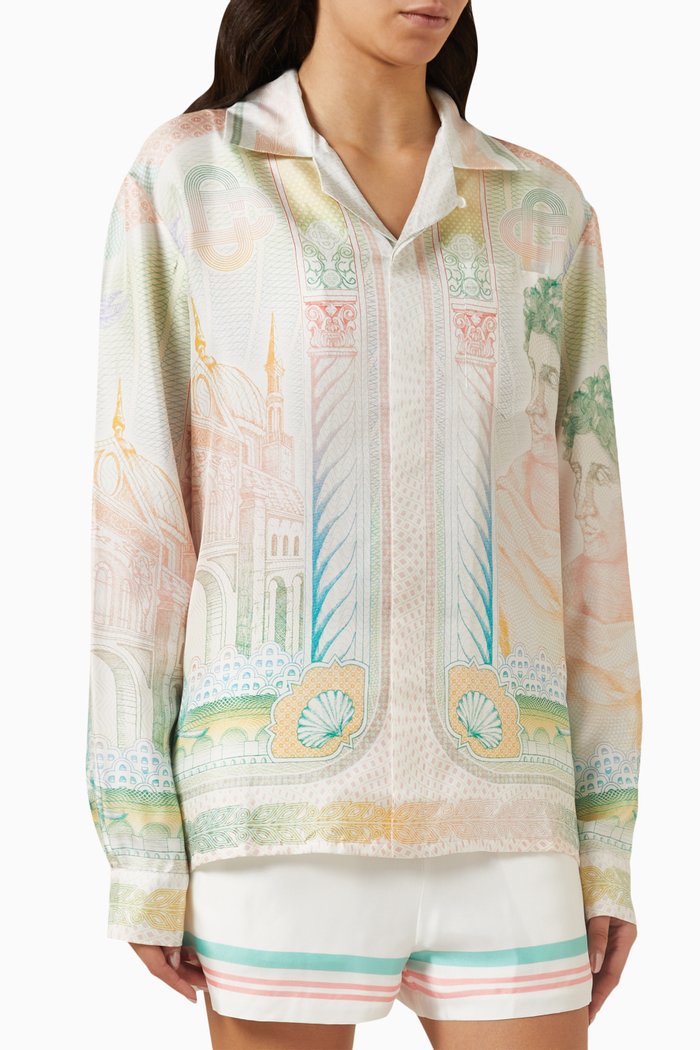 

Cuban Collar Shirt in Silk, Multicolour