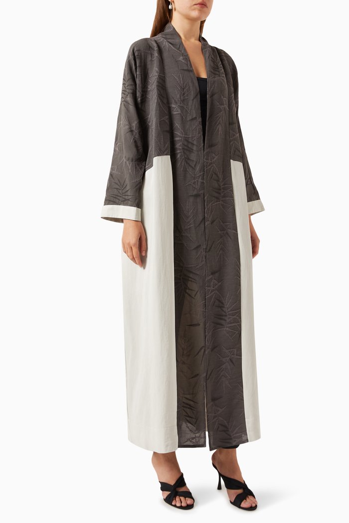 

Textured Two-tone Abaya in Tencel-linen & Japanese Crepe, Multicolour