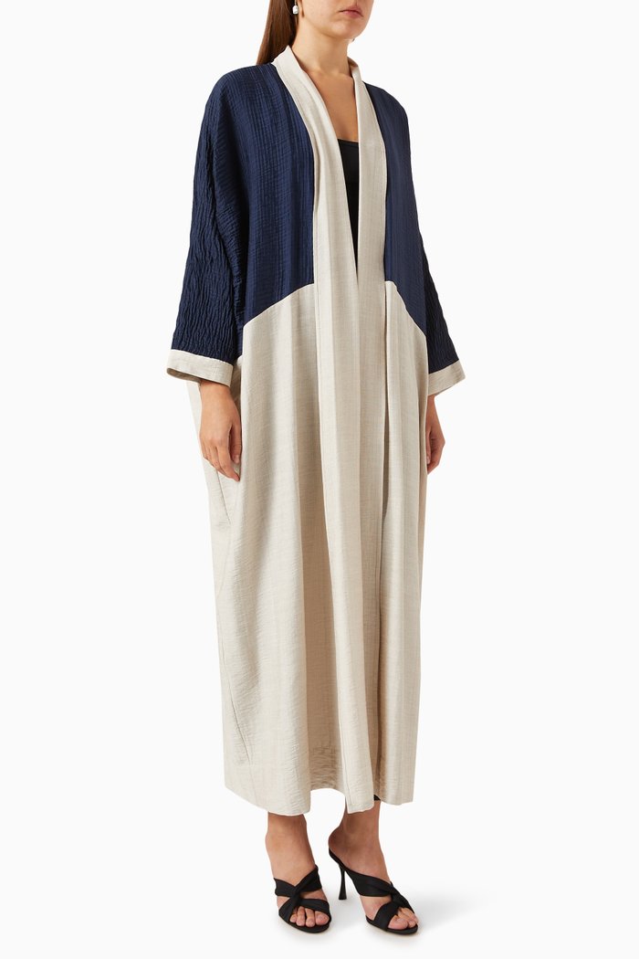 

Two-tone Abaya in Tencel-linen & Japanese Crepe, Multicolour