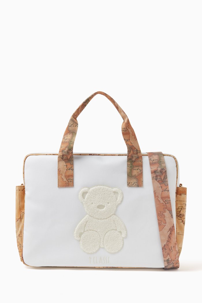 Teddy Motif Diaper Bag in Polyester, Neutral