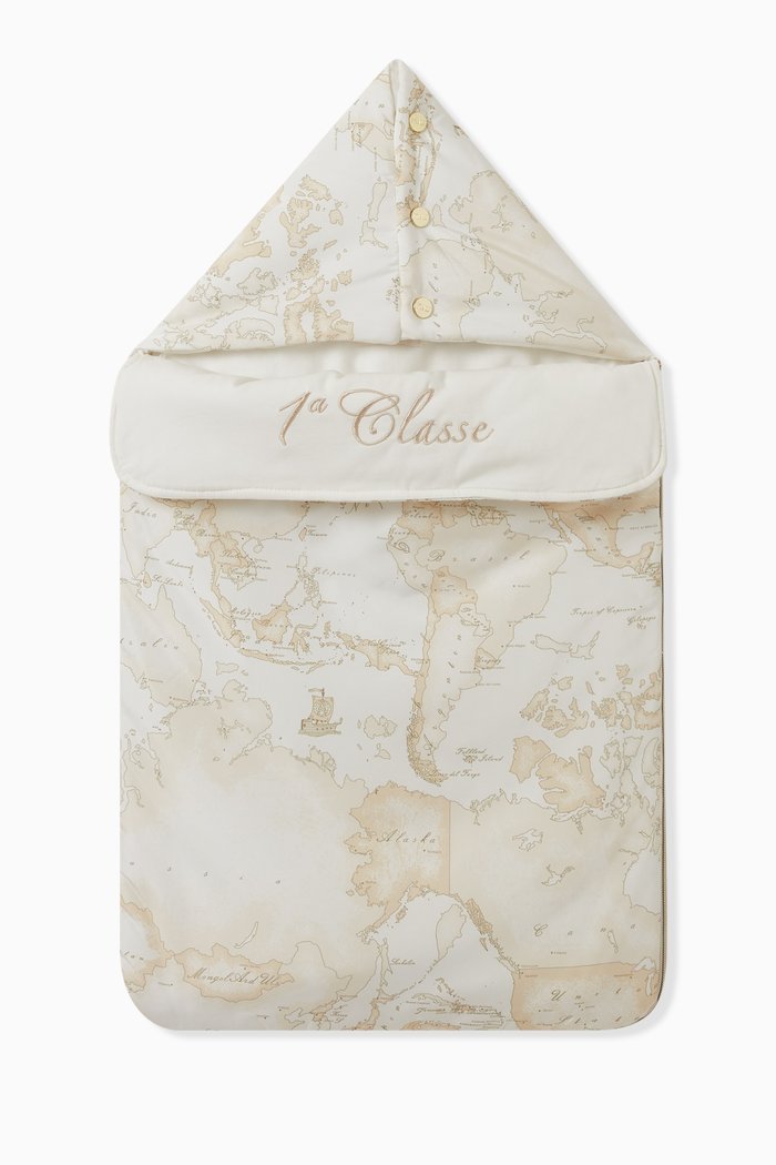 

Geo Map Print Sleeping Bag in Cotton, Neutral
