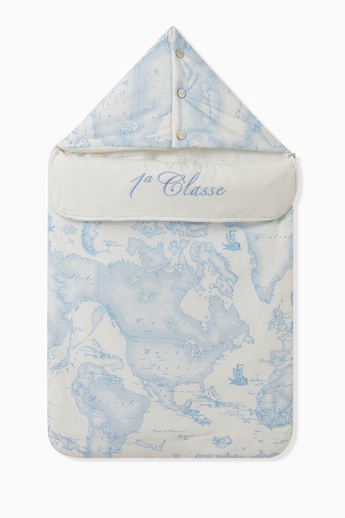 

Geo Map Print Sleeping Bag in Cotton, Blue
