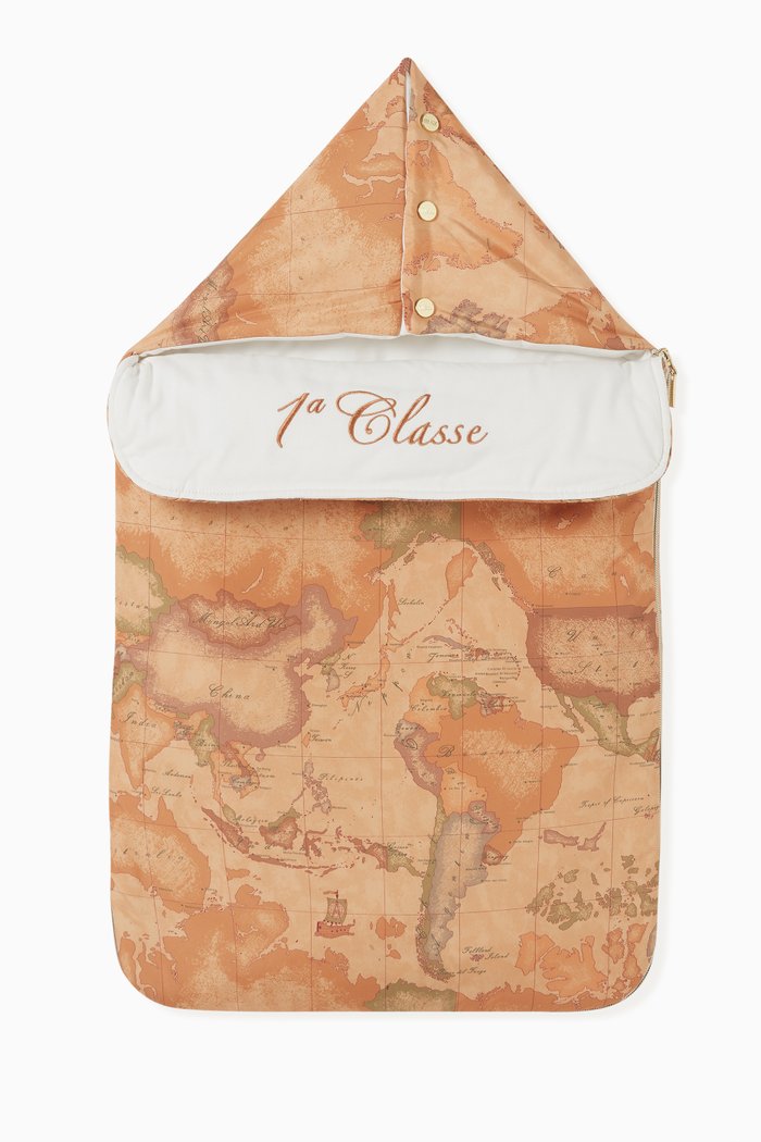 

Geo Map Print Sleeping Bag in Cotton, Orange