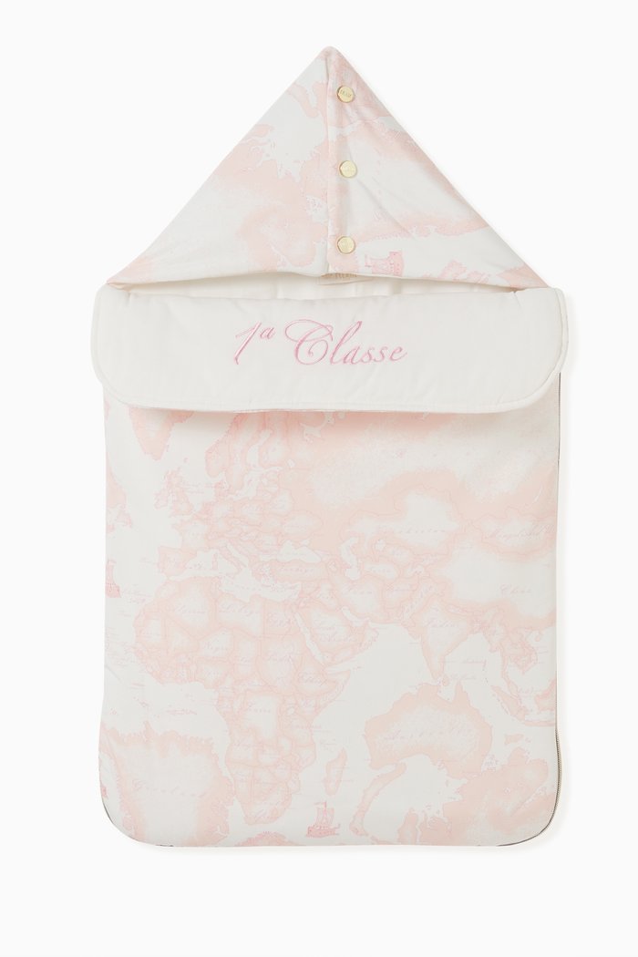 

Geo Map Print Sleeping Bag in Cotton, Pink