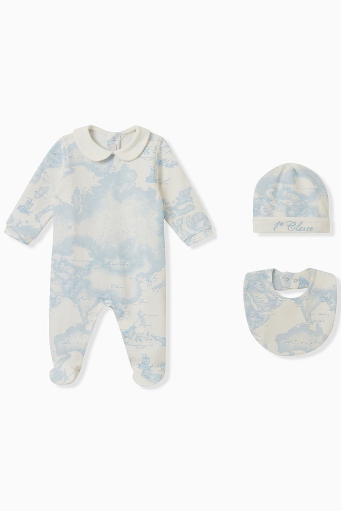 

Graphic-print Sleepsuit Set in Cotton, Blue