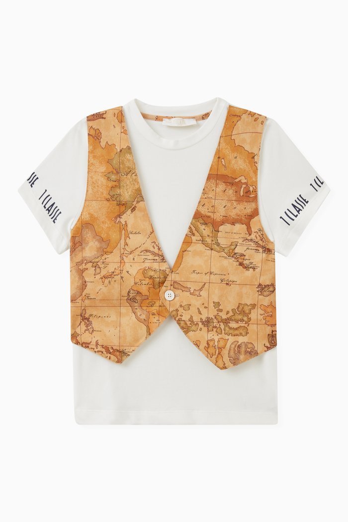 

Map-print Vest T-shirt in Cotton, Neutral