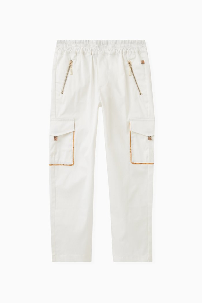 Contrast-trim Cargo Pants in Cotton, Neutral