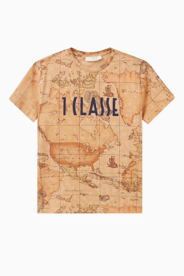 

Geo Map-print T-shirt in Cotton, Orange