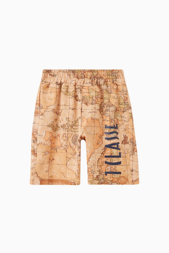 

Geo Map-print Shorts in Cotton, Orange