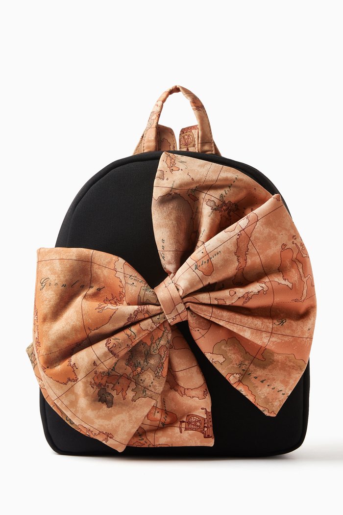 

Bow Appliqué Backpack in Polyester, Black