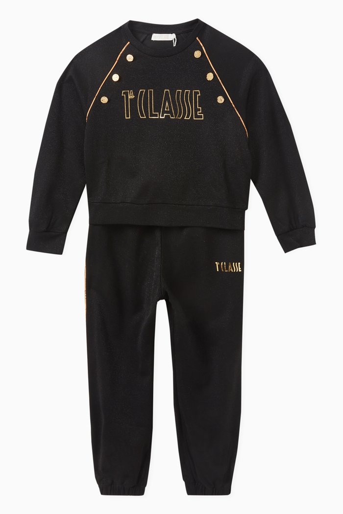 Logo Tracksuit Set in Cotton-fleece, Black