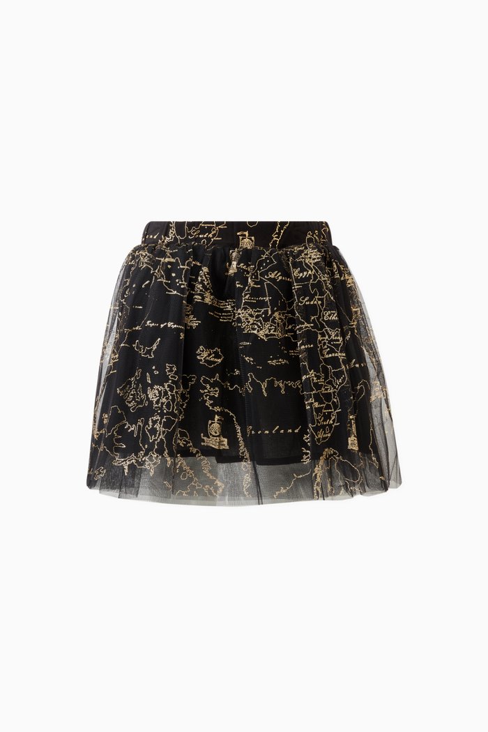 

Geo Map-print Skirt in Polyester, Black