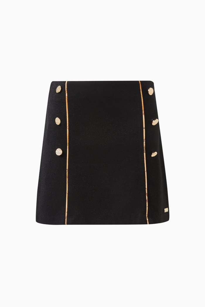 

Buttoned Skirt in Ribbed-knit, Neutral