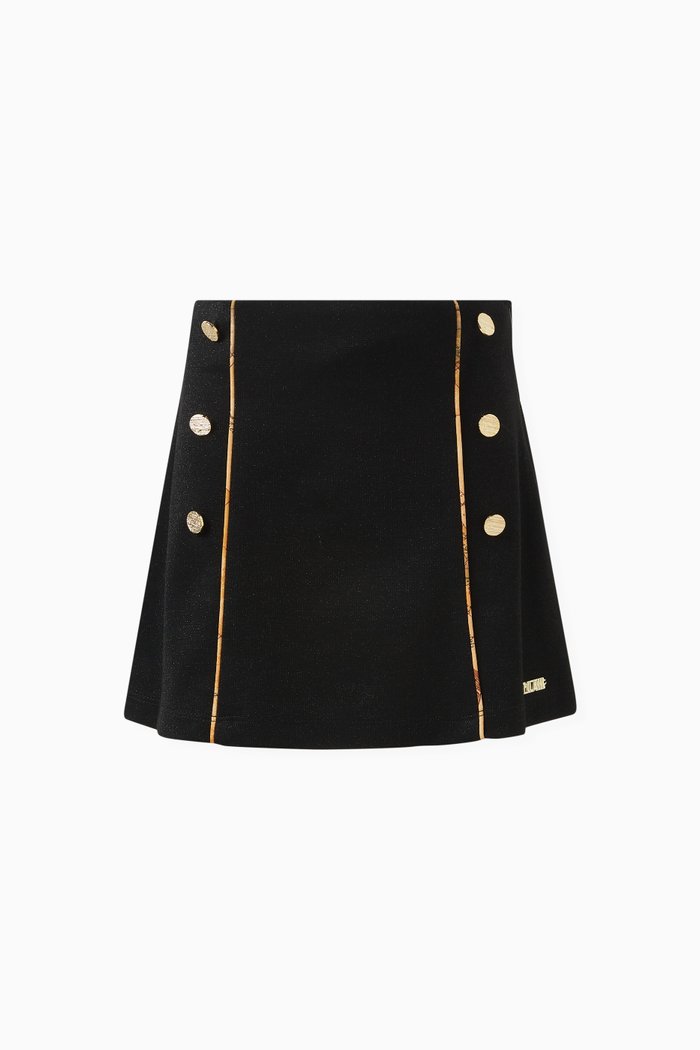 

Buttoned Skirt in Ribbed-knit, Black