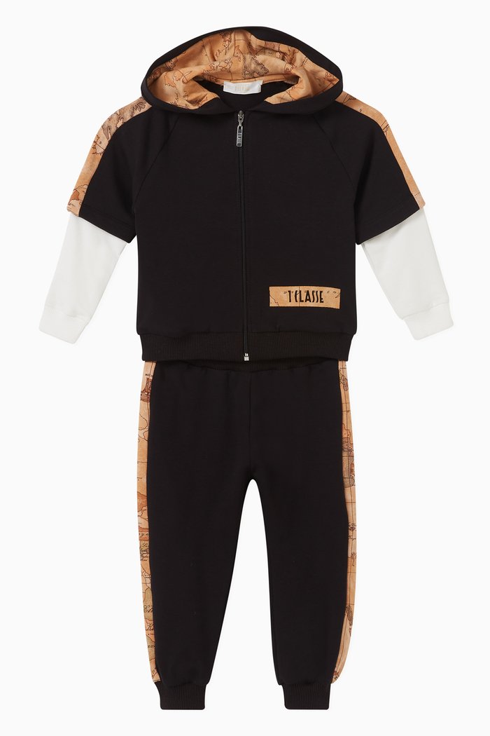 

Geo Map-print Tracksuit in Cotton, Black