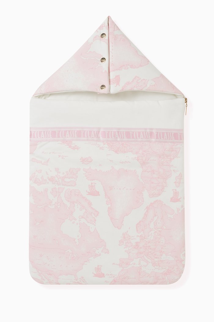

Geo Map Baby Sleeping Bag in Cotton, Pink