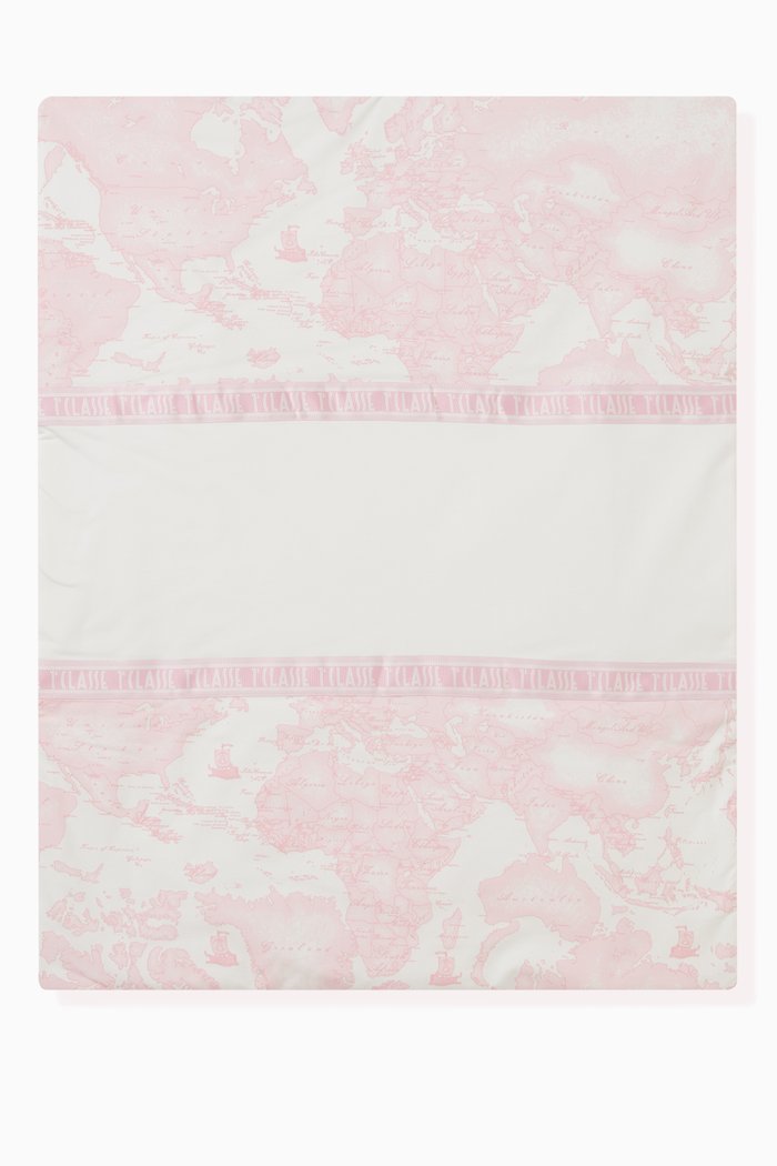 

Geo Map Print Blanket in Cotton, Pink