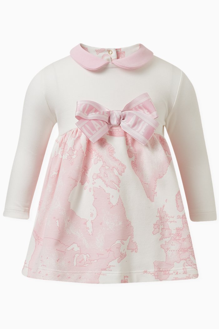 

Geo Map-print Dress in Cotton, Pink