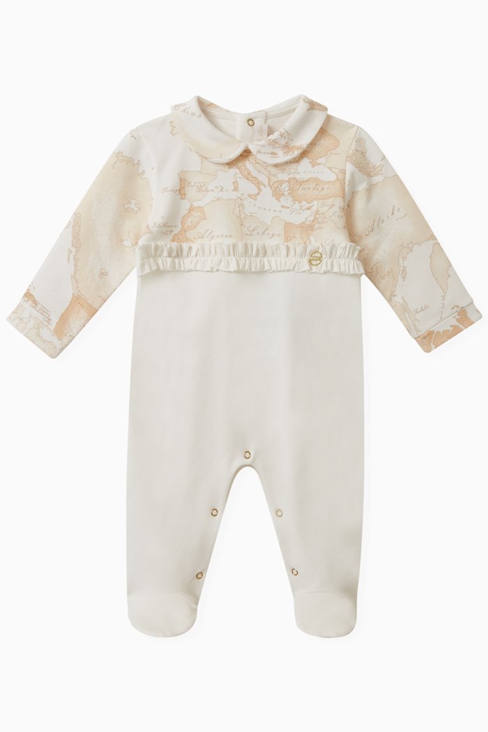 

Geo Map-print Sleepsuit in Cotton, Neutral