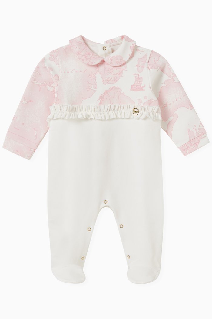 

Geo Map-print Sleepsuit in Cotton, Pink