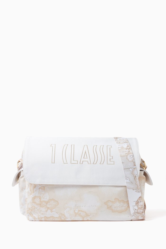 

Geo Map Print Diaper Bag in Polyester, Neutral