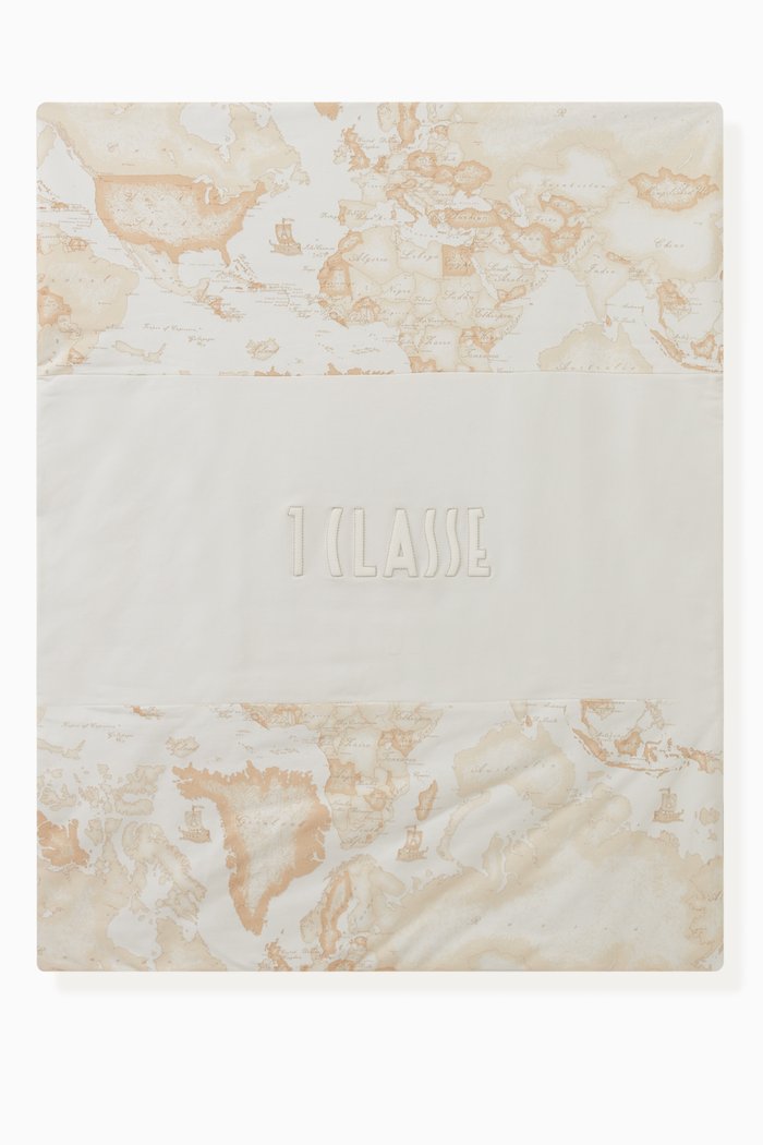 Geo Map Logo Blanket in Cotton, Neutral