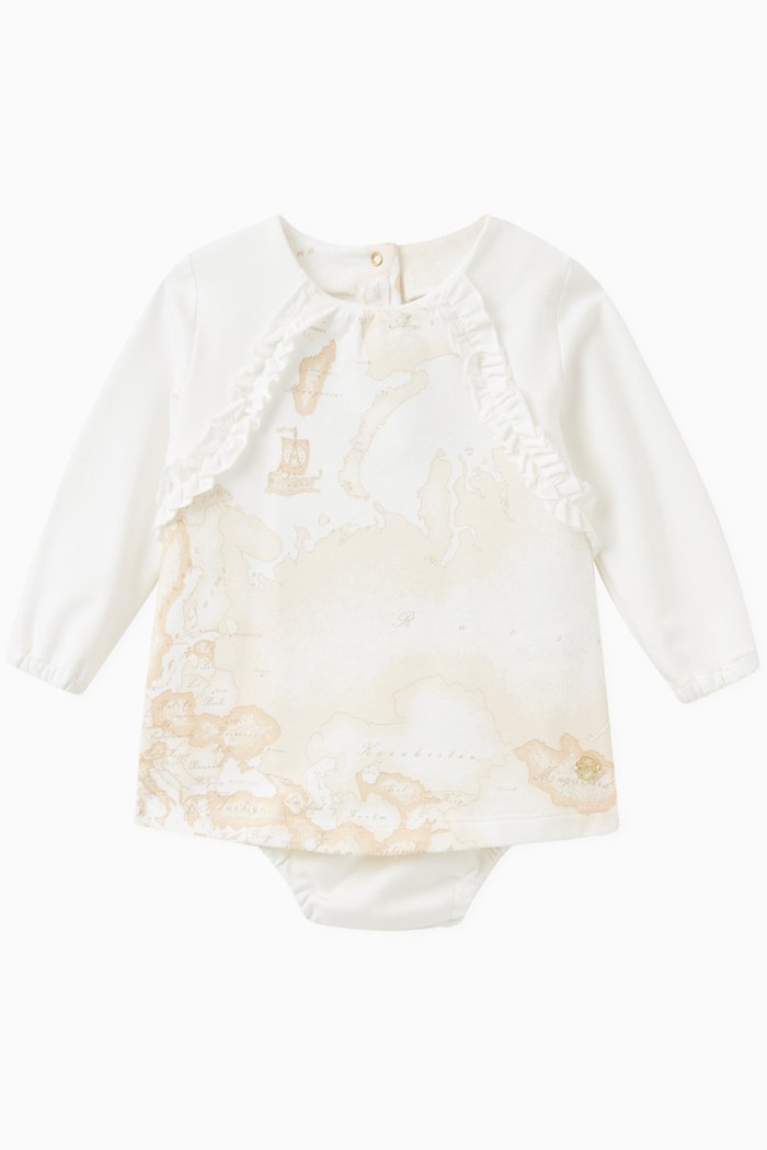 

Geo Map-print Dress in Cotton, Neutral