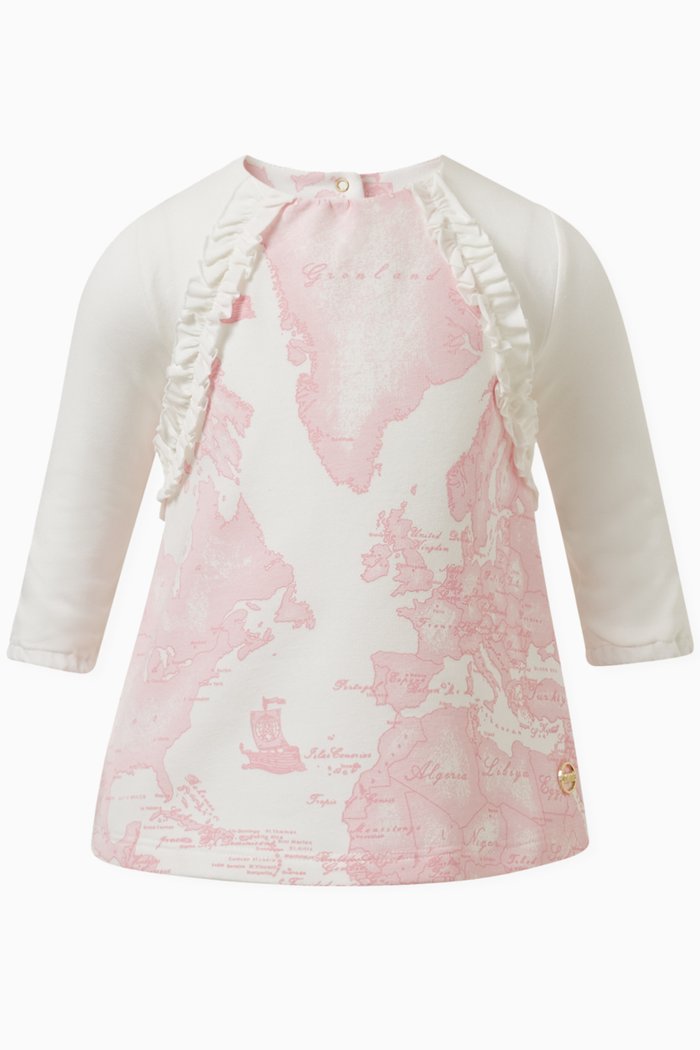 

Geo Map-print Dress in Cotton, Pink