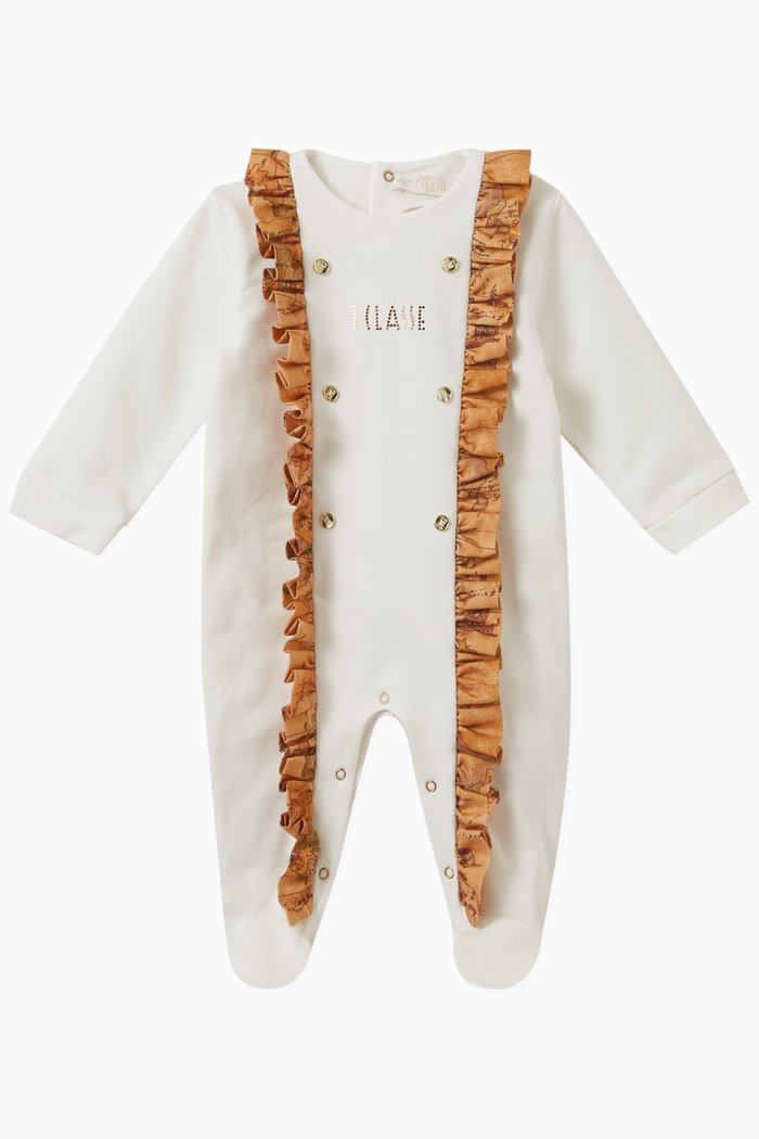 

Ruffle-trim Sleepsuit in Cotton, Neutral