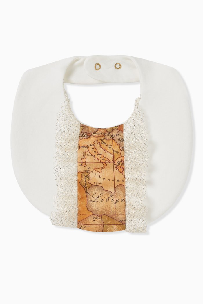 Geo Map Panel Bib in Cotton, Neutral