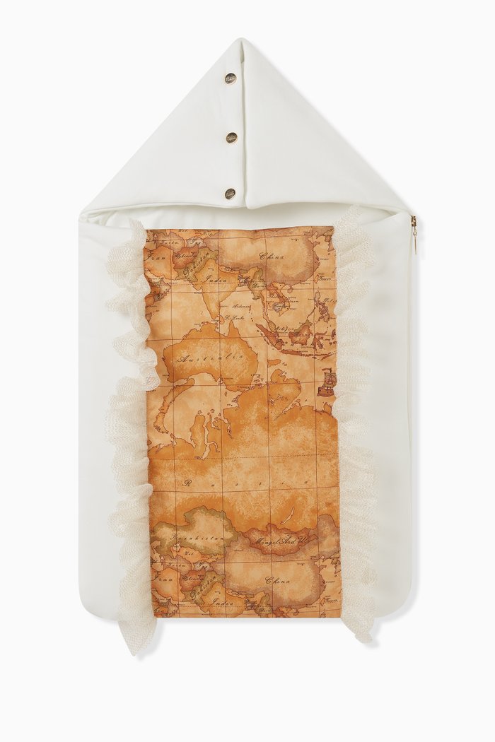 

Geo Map Print Sleeping Bag in Cotton, Orange