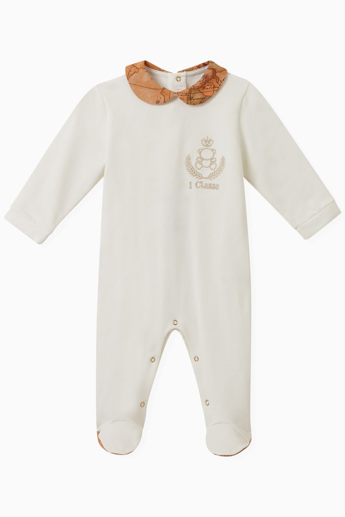 

Logo-embroidered Sleepsuit in Cotton, Neutral