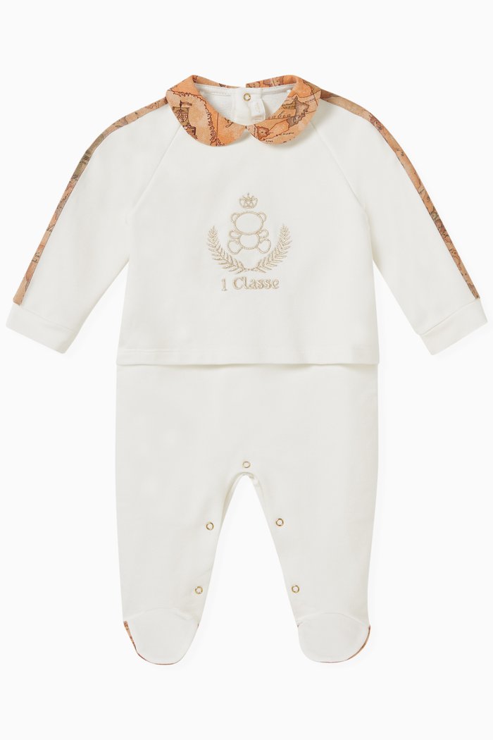 

Logo-embroidered Sleepsuit in Cotton, Neutral