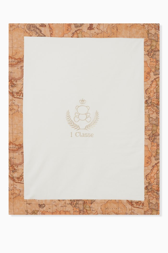 Geo Map Logo Blanket in Cotton, Neutral