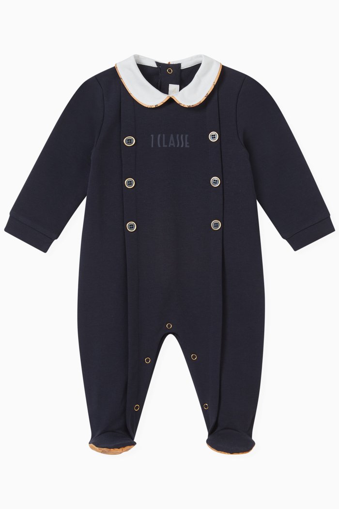 

Logo-print Sleepsuit in Cotton, Blue