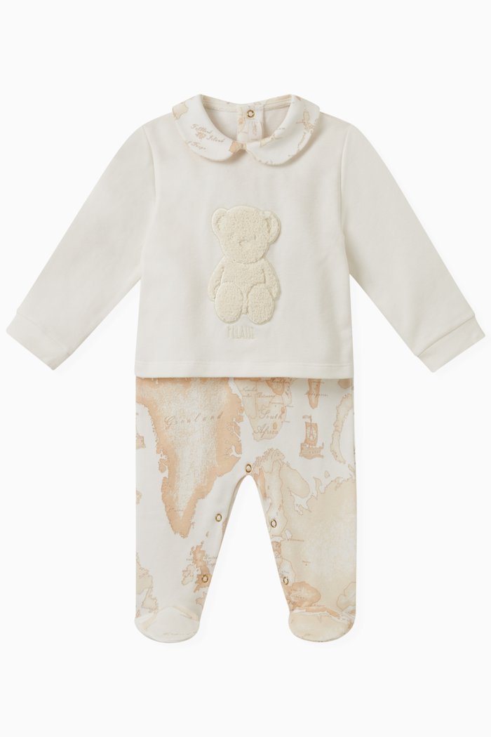 

Teddy-embroidered Sleepsuit in Cotton, Neutral