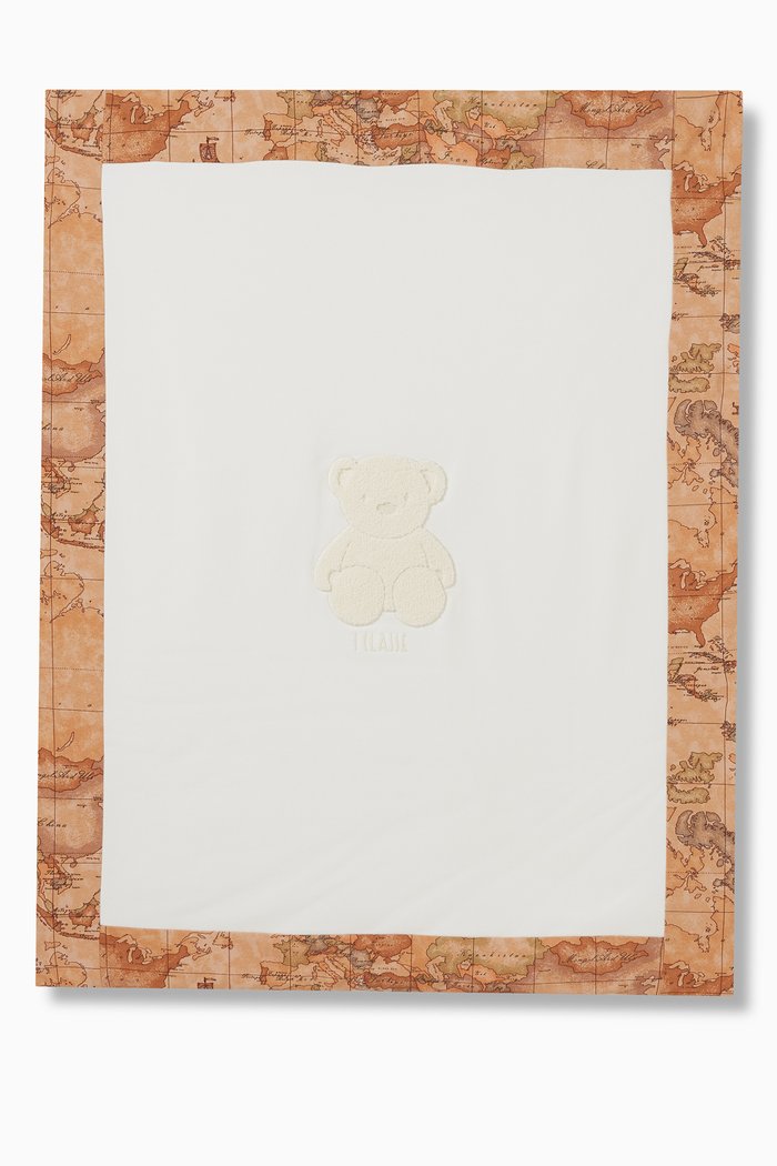 

Geo Map Border Blanket in Cotton, Neutral