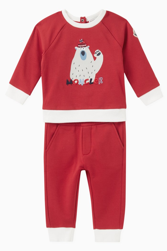 

Graphic-logo Sweatsuit Set in Stretch Cotton-fleece, Red