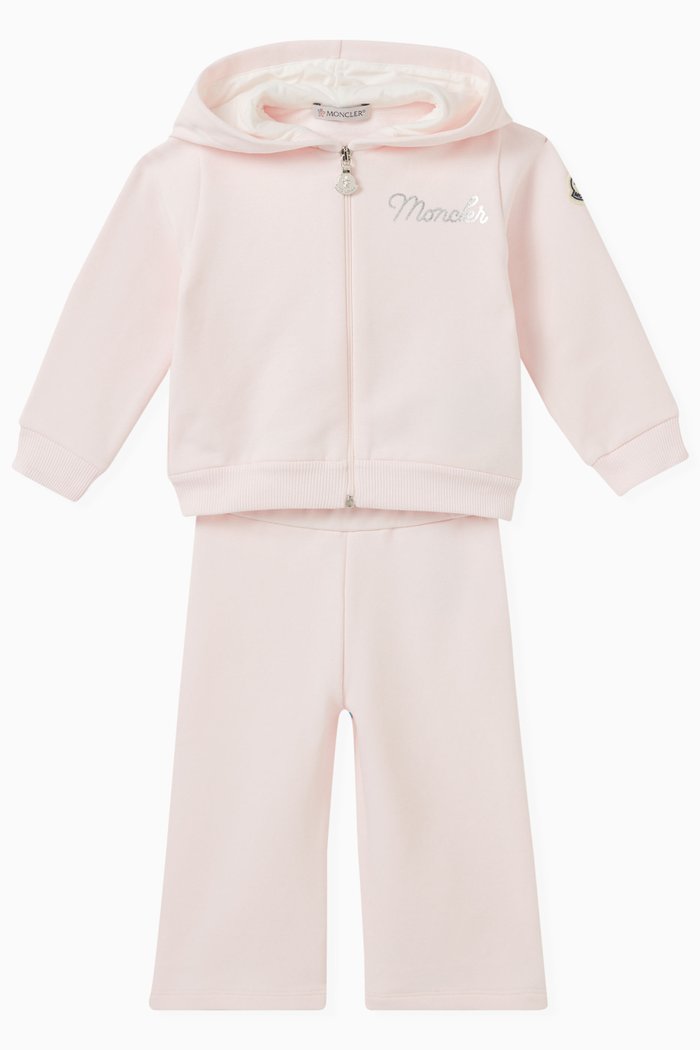 

Logo Hoodie & Pants Set in Stretch-cotton, Pink