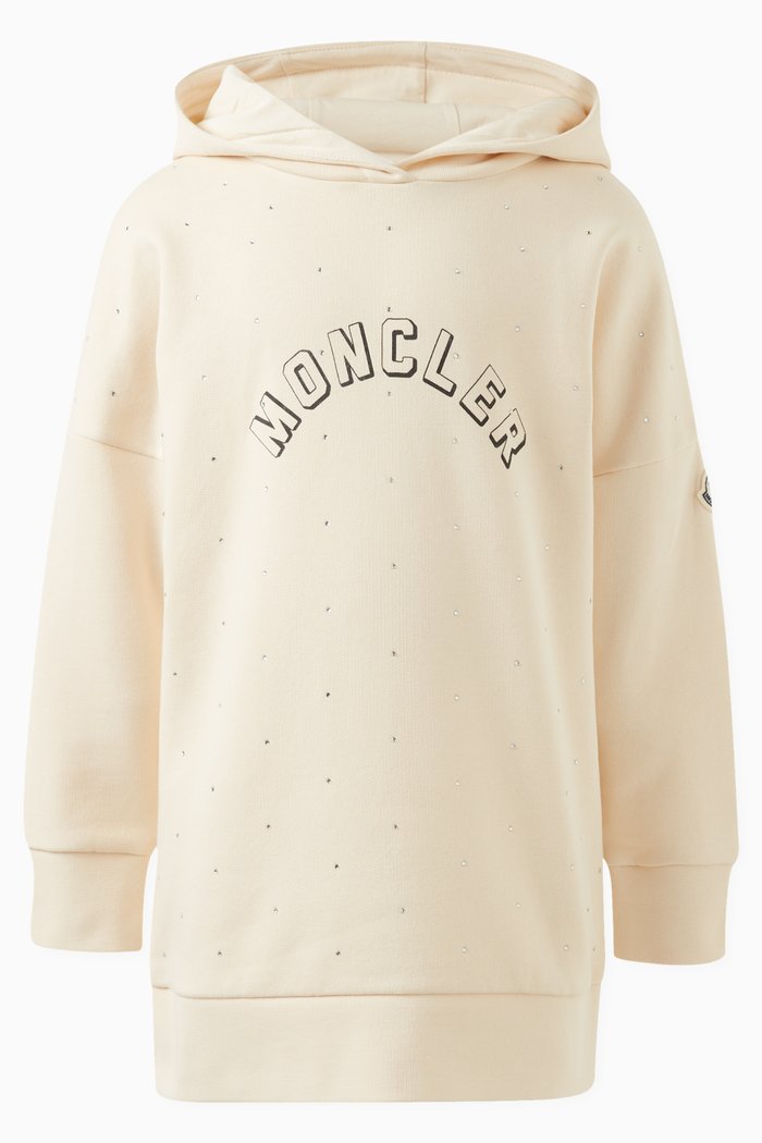 Logo Oversized Hoodie Dress in Cotton-fleece, Neutral