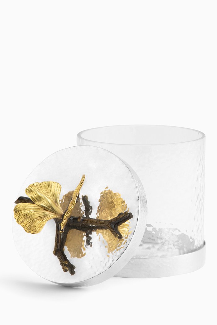 

Extra Small Butterfly Ginkgo Cannister, Silver