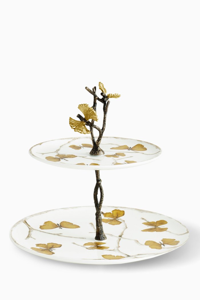 

Small Butterfly Ginkgo Etagere, White