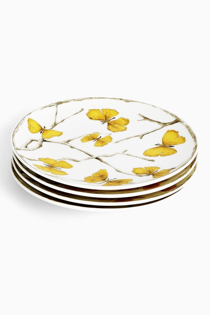 

Butterfly Ginkgo Tidbit Plate, Set of 4, White