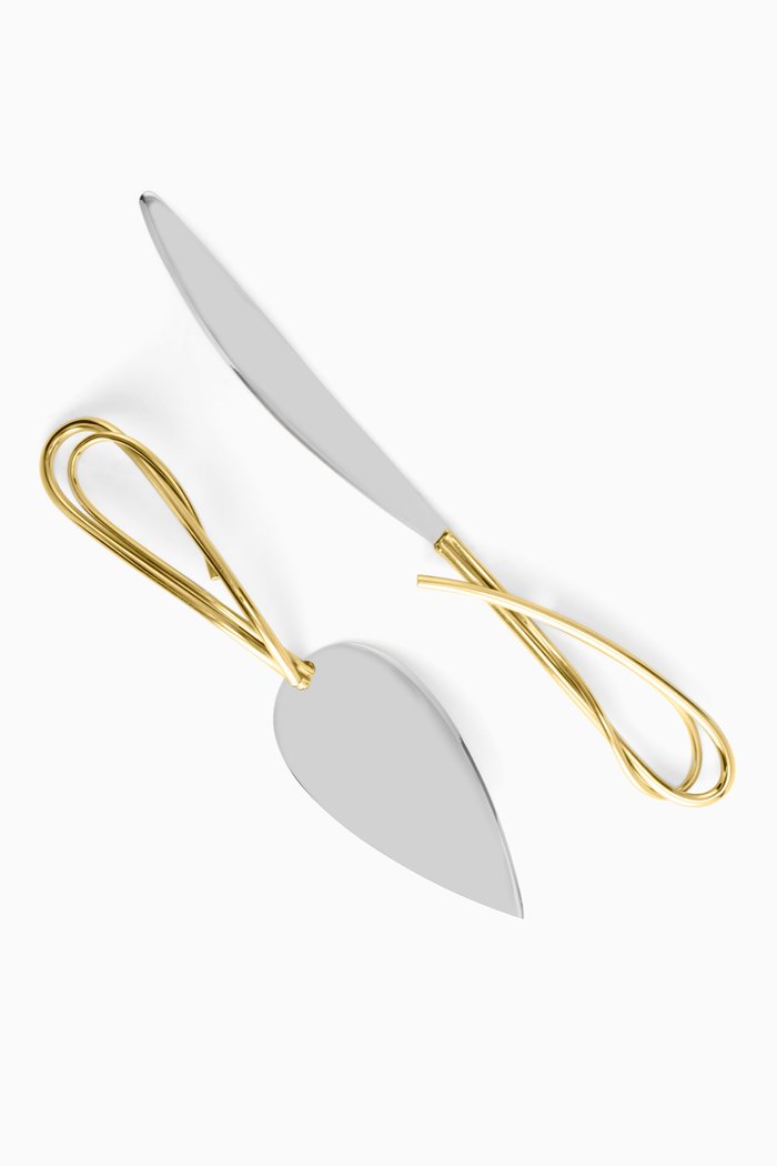 

Calla Lily Cake Knife and Server Set, Metallic