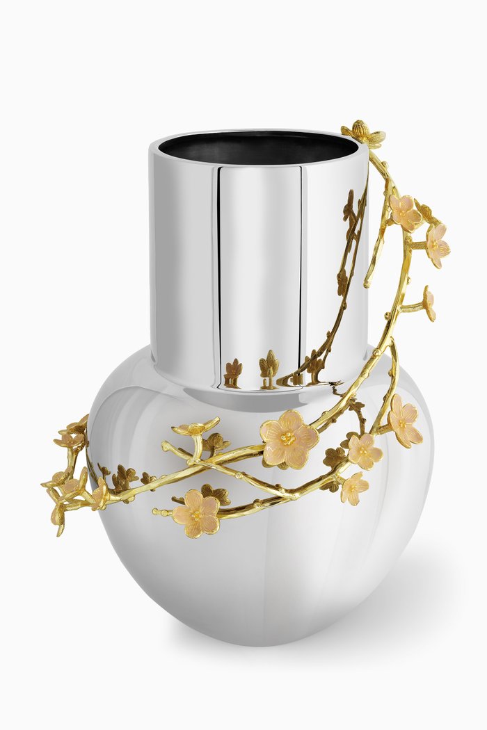 Large Cherry Blossom Vase, Silver