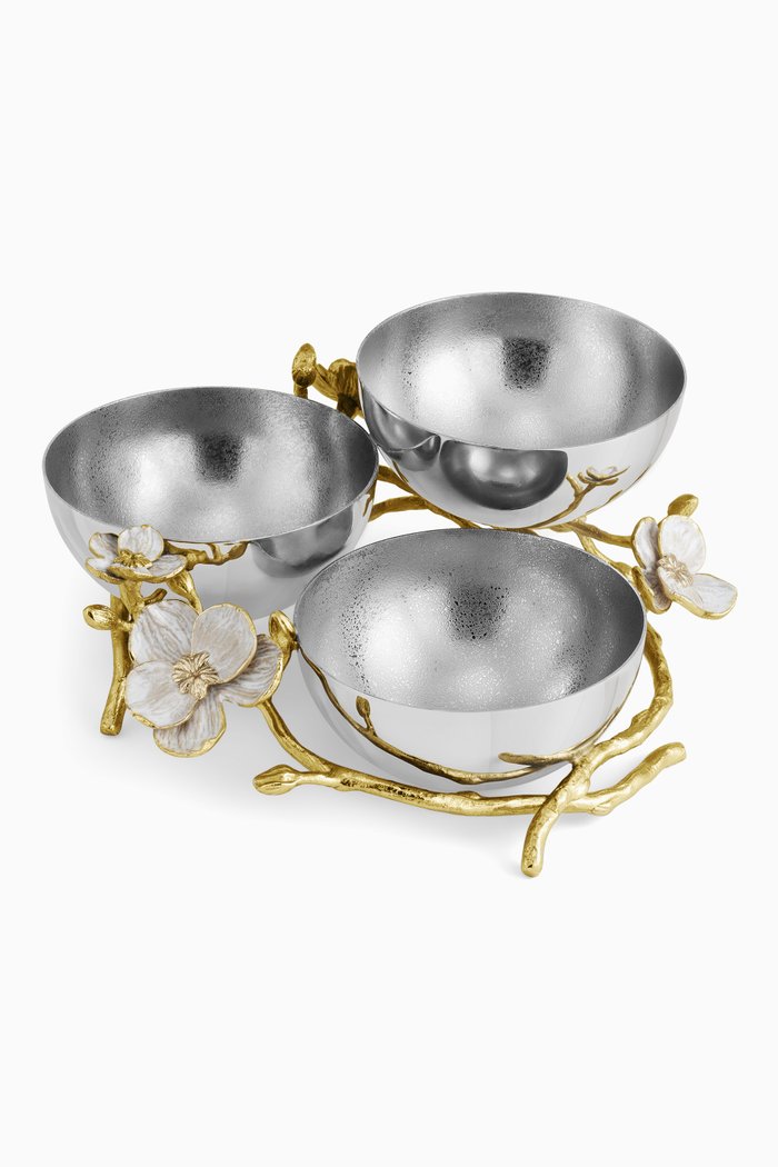 

Orchid Triple Bowl, Silver
