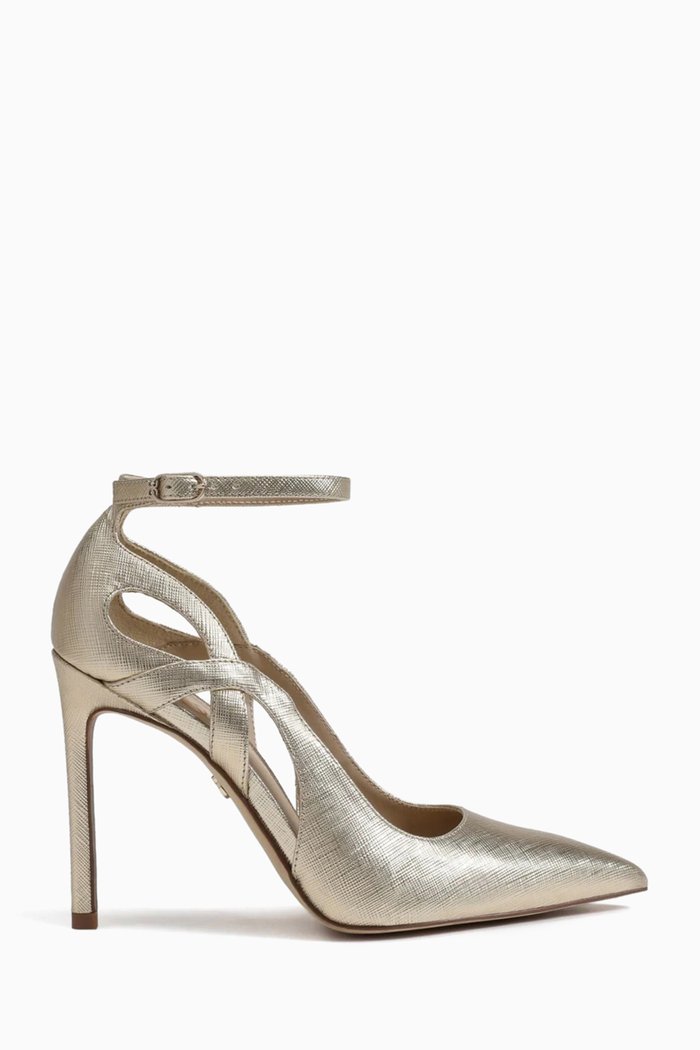 

Adelisa 105 Cut-out Pumps in Metallic Leather, Gold